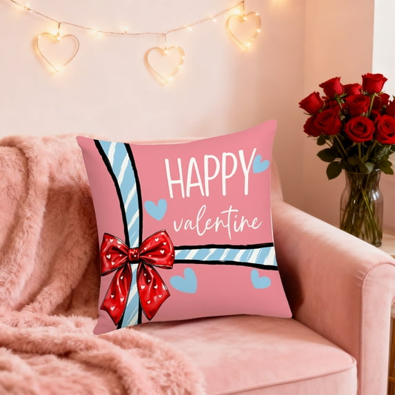 Throw Pillow Covers Valentine's Day Red Cute Passionate Double-Sided Printed Plaid Home Bedroom Sofa Cushion Cover 45*45cm