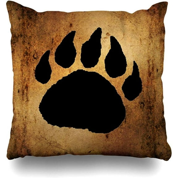 Throw Pillow Covers Vintage Lovely Black Bear Paw Print Pillowslip Square Sofa Cute 18 x 18 Inches Cushion Cases Pillowcases