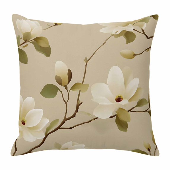 Throw Pillow Covers, Vintage Spring Floral Decorative Throw Pillow Covers 18x18 Inch, Farmhouse Botanical Flower Pastoral Square Linen Pillow Cases for Couch/Living Room/Sofa