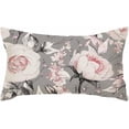 thumbnail image 1 of Throw Pillow Covers Watercolor with Pink Flowers and Leaves on Oil Painting Canvas Floral Pattern Rose Abstract Cushion Pillow Case 12x20 Inches, 1 of 6