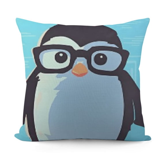 Throw Pillow Covers Wearing Black Glasses Square Pillowcases for Home Decor Sofa Car Bedroom Blue Background Creative Painting Pillow Cases