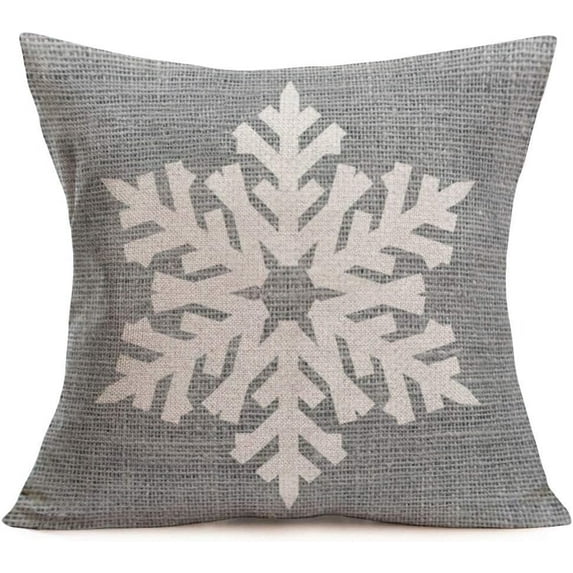 Throw Pillow Covers Winter Snowflake Merry Christmas Cotton Linen Decorative Throw Pillow Case Cushion Cover Xmas Outdoor Decor Home Sofa 18x18 Inch (Snowflake)