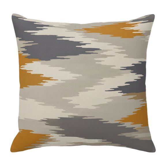 Throw Pillow Covers, Yellow Abstract 16x16 Pillow Covers for Couch/Sofa/Bed, Boho Retro Zigzag Ikat Wave Modern Decorative Square Linen Cushion Pillowcase for Home Decor
