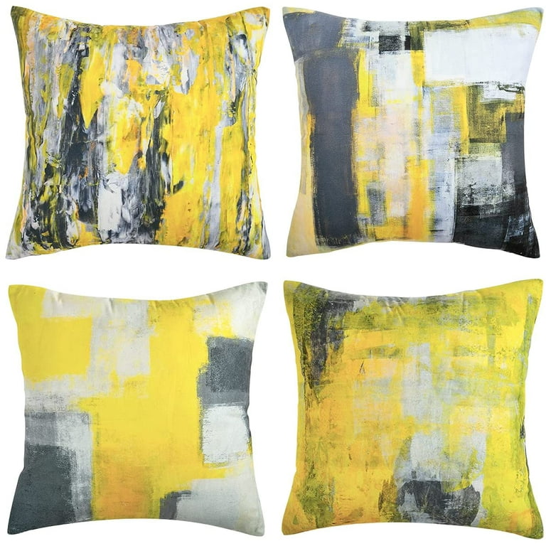 Yellow Bed Pillow Set, Handmade Accent Pillows, Decorative Pillow Set for  Bedroom, Geometric Cotton Pillow Cover With Inner, Bedroom Décor 
