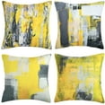 thumbnail image 1 of Throw Pillow Covers Yellow Throw Pillows Accent Pillow Covers Paint Set of 4 Cushion Case Yellow and Grey Decorative Yellow Pillows for Couch Sofa Living Room Bedroom 18 X 18 Inch, 1 of 7