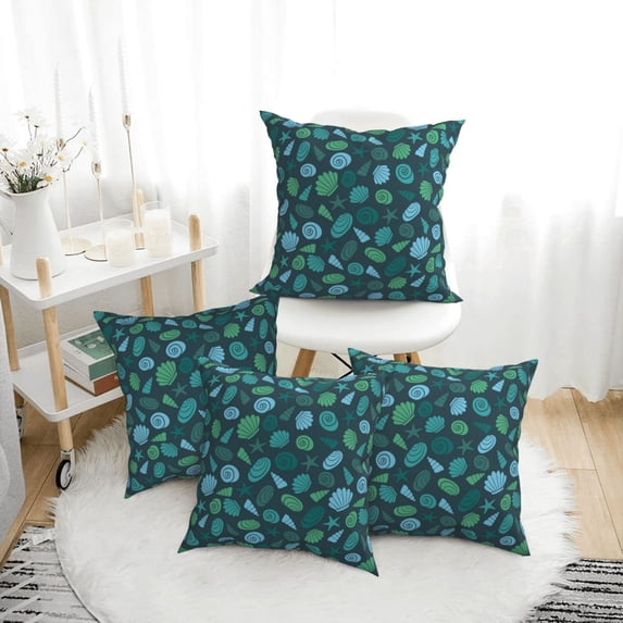 Throw Pillow Covers, cute shells starfish Soft Square Pillow Cases with Invisible Zipper for Couch Bed Sofa, Farmhouse Fall Home Decor 18"x18"