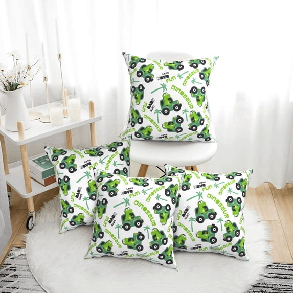 Throw Pillow Covers, green rainbow car Soft Square Pillow Cases with Invisible Zipper for Couch Bed Sofa, Farmhouse Fall Home Decor 18"x18"