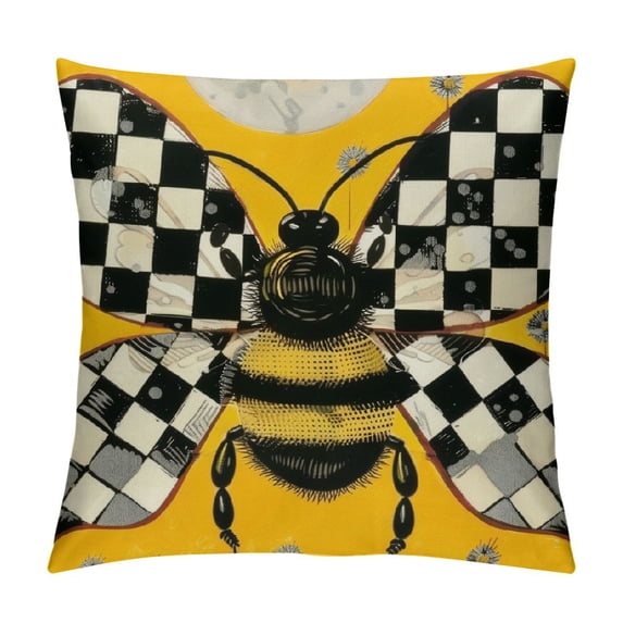 Throw Pillow Covers of Stripes Yellow Decorative Farmhouse Cushion Case for Sofa Couch Home Bed