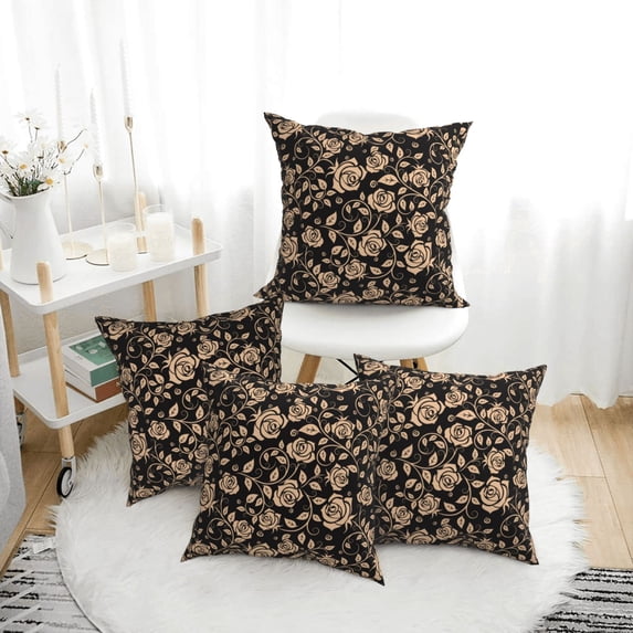 Throw Pillow Covers, roses_AA Soft Square Pillow Cases with Invisible Zipper for Couch Bed Sofa, Farmhouse Fall Home Decor 18"x18"