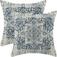 thumbnail image 1 of Boho Pillow Covers 18x18 Set of 2, Ethnic Design Decorative Throw Pillows Linen Blue Carpet Pattern Farmhouse Cushion Pillow Covers for Sofa Couch Outdoor, 1 of 5