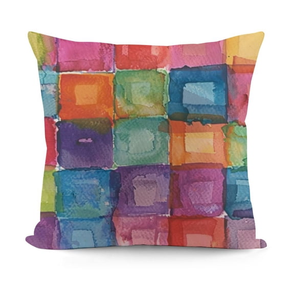 Throw Pillow Cushion Case, Colored Square Shaped Blurry Effects Design, Modern Accent Double-Sided Digital Printing,Multicolor