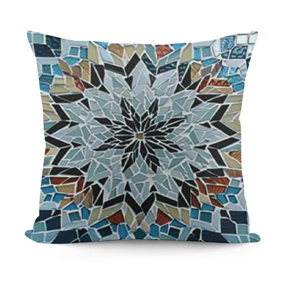Throw Pillow Cushion Cover, Architecture Consists of Geometrically Patterned Mosaic and Stars Eastern, Decorative Square Accent Pillow Case,Turquoise