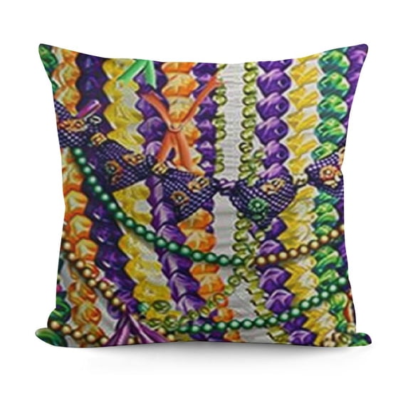 Throw Pillow Cushion Cover, Design with Hanging from Colorful Beads, Decorative Square Accent Pillow Case,Green Purple