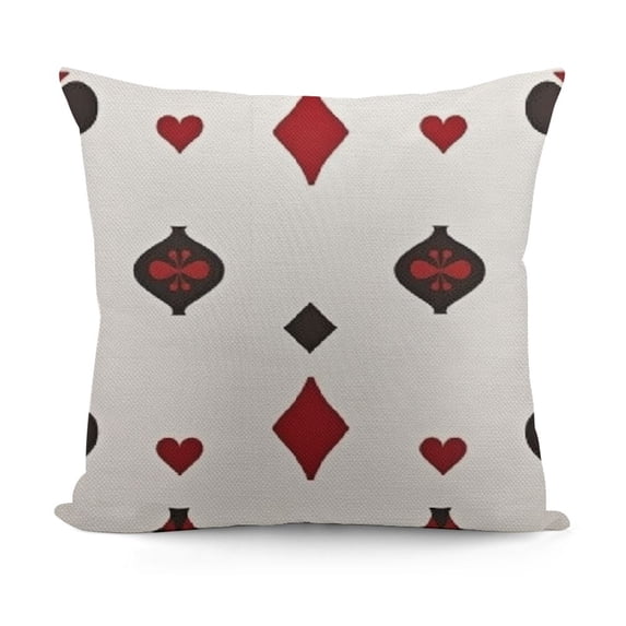 Throw Pillow Cushion Cover, Gambling Club Lifestyle Luck Advertise Minimalistic Design Art, Decorative Square Accent Pillow Case,Maroon Ruby