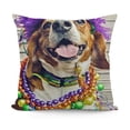 thumbnail image 1 of Throw Pillow Cushion Cover, Happy Smiling Basset Hound Dog Wearing a Jester Hat Neck Garland Bead Necklace, Decorative Square Accent Pillow Case,White Brown, 1 of 5