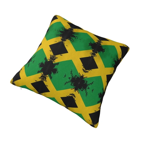 Throw Pillow Cushion Cover,Jamaica Flag Jamaican Decorative Square Pillow Case,12"x12"