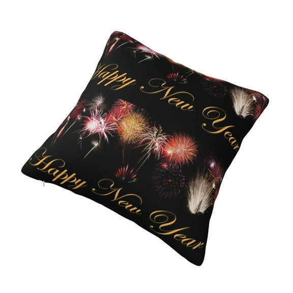 Throw Pillow Cushion Cover,New Years Eve Decorative Square Pillow Case,16"x16"