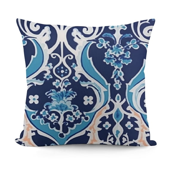 Throw Pillow Cushion Cover, Style Middle Eastern Turkish Image Print, Decorative Square Accent Pillow Case, Blue