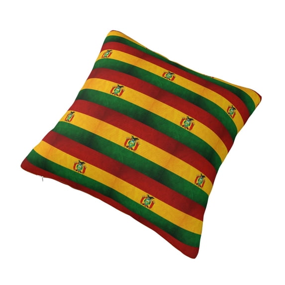 Throw Pillow Cushion Cover,Vintage Bolivian Flag Decorative Square Pillow Case,26"x26"