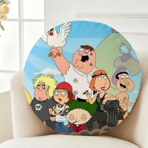 Throw Pillow Family Familyguy Plush Decor Gift Decorative Fluffy Stuffy Round Birthday 13.8in
