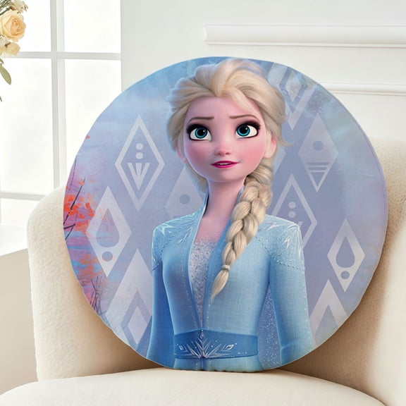 Throw Pillow Frozen Plush Decor Gift Decorative Fluffy Stuffy Round Birthday 13.8in