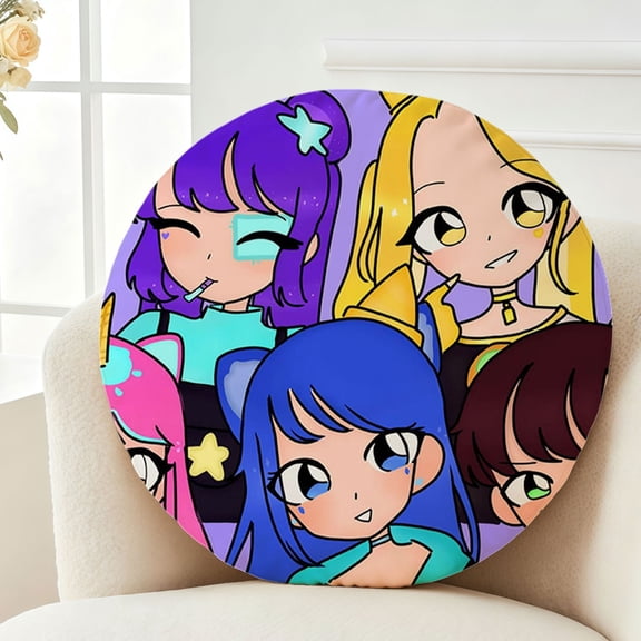 Throw Pillow Funneh Plush Krew Plush Decor Gift Decorative Fluffy Stuffy Round Birthday 13.8in