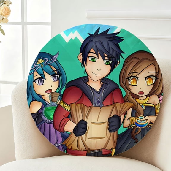 Throw Pillow Funneh Plush Krew Plush Decor Gift Decorative Fluffy Stuffy Round Birthday 13.8in
