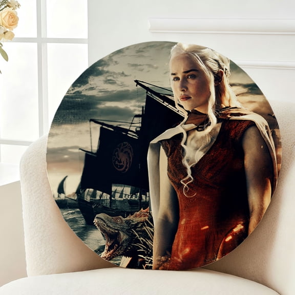 Throw Pillow Game of Thrones Plush Decor Gift Decorative Fluffy Stuffy Round Birthday 13.8in