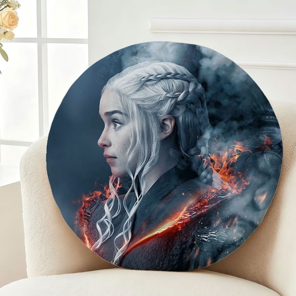 Throw Pillow Game of Thrones Plush Decor Gift Decorative Fluffy Stuffy Round Birthday 13.8in