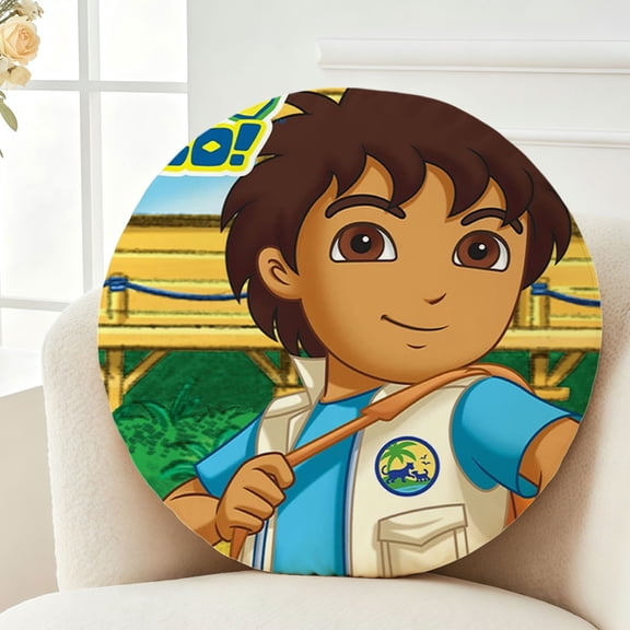 Throw Pillow Go Diego Go Plush Decor Gift Decorative Fluffy Stuffy Round Birthday 13.8in