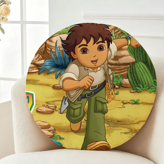 Throw Pillow Go Diego Go Plush Decor Gift Decorative Fluffy Stuffy Round Birthday 13.8in