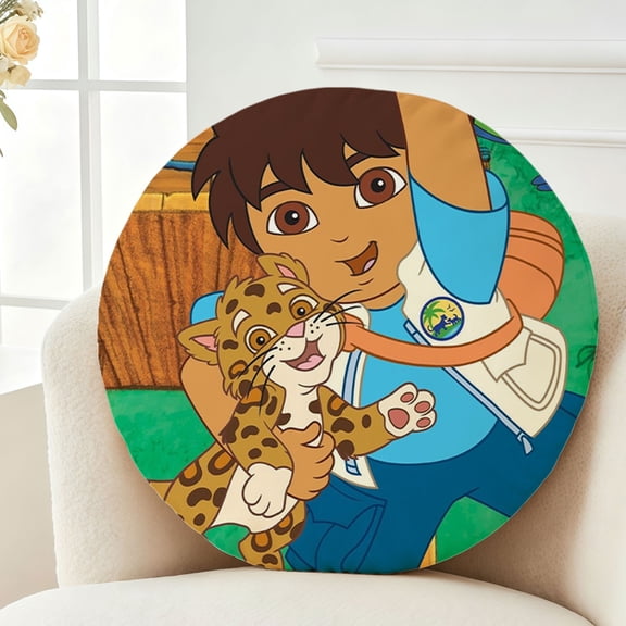 Throw Pillow Go Diego Go Plush Decor Gift Decorative Fluffy Stuffy Round Birthday 13.8in