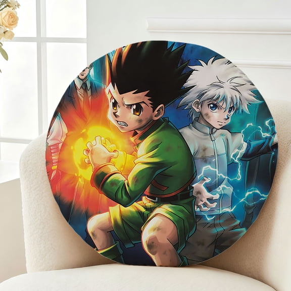 Throw Pillow HUNTERHUNTER Plush Decor Gift Decorative Fluffy Stuffy Round Birthday 13.8in