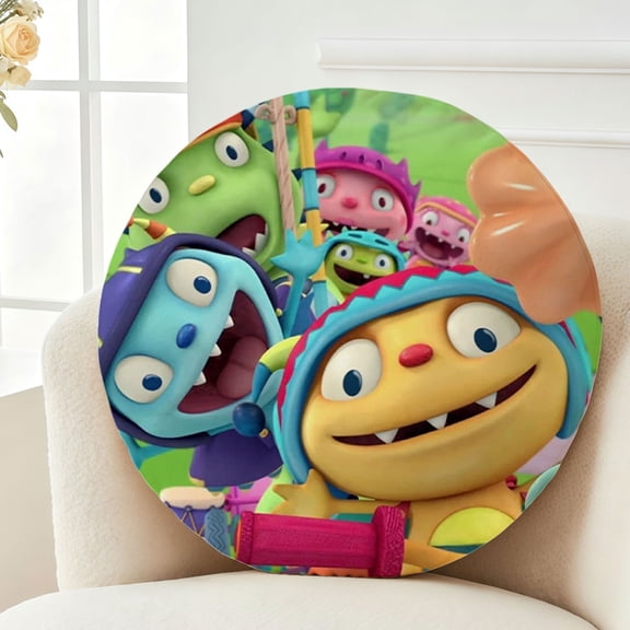 Throw Pillow Henry Hugglemonster Plush Decor Gift Decorative Fluffy Stuffy Round Birthday 13.8in