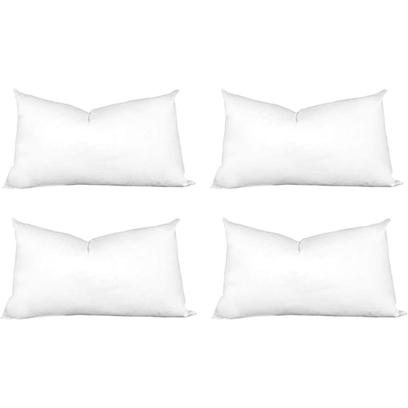 Throw Pillow Insert 14" x 20" (4 Pack) Synthetic Down with 100% Cotton Cover Faux Alternative Decorative Form
