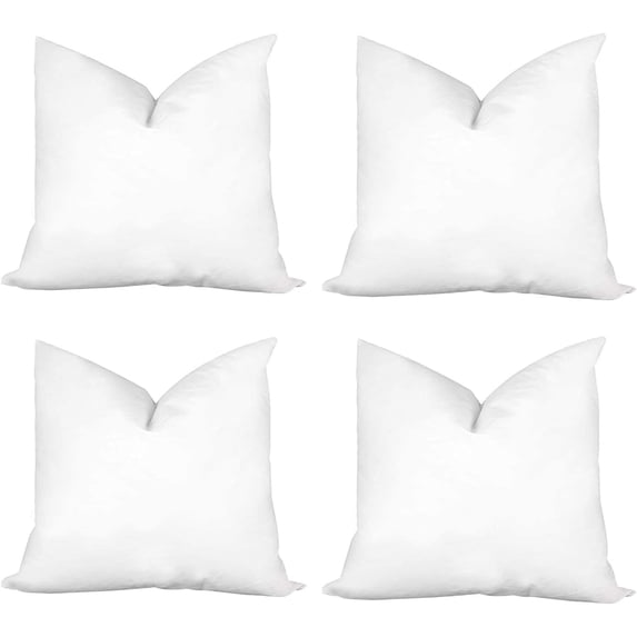 Throw Pillow Insert 18" x 18" (4 Pack) Synthetic Down with 100% Cotton Cover Faux Alternative Decorative Form