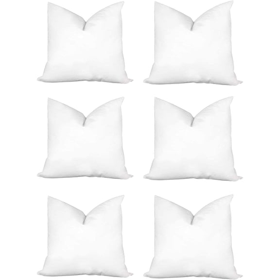 Throw Pillow Insert 22" x 22" (6 Pack) Synthetic Down with 100% Cotton Cover Faux Alternative Decorative Form