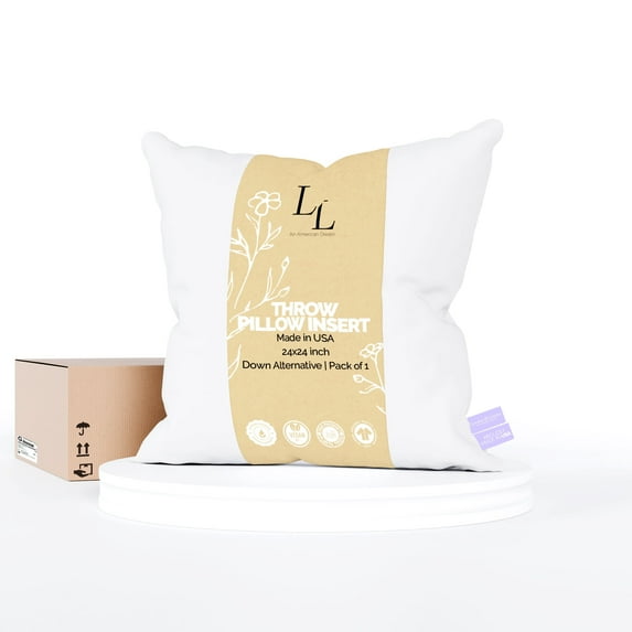 Looms and Linens 24x24 Hypoallergenic Filling Decorative Pillow Inserts, Made in USA