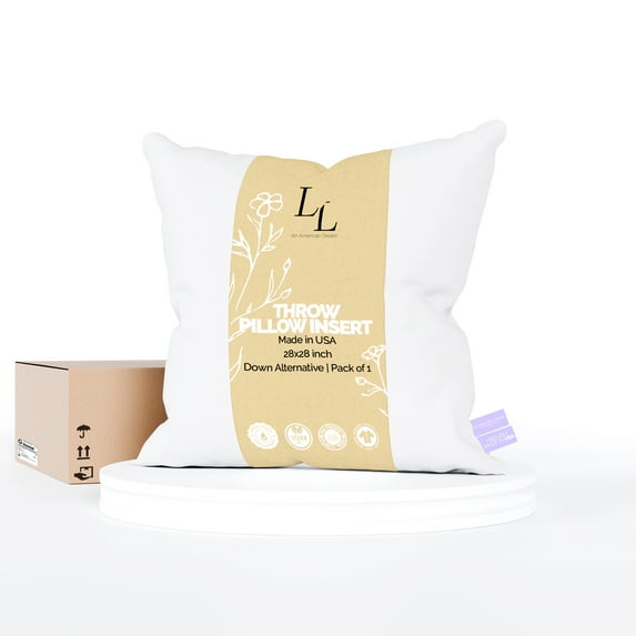 Throw Pillow Insert 28x28 inch Euro Sham Insert with Hypoallergenic Filling - Made in USA Throw Pillow Insert by Looms and Linens
