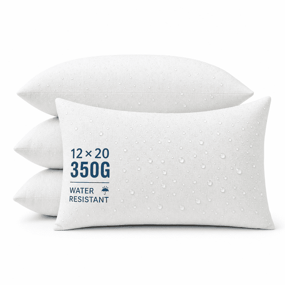 Throw Pillow Inserts 12x20 Inch White 4 Pack Indoor Outdoor Use