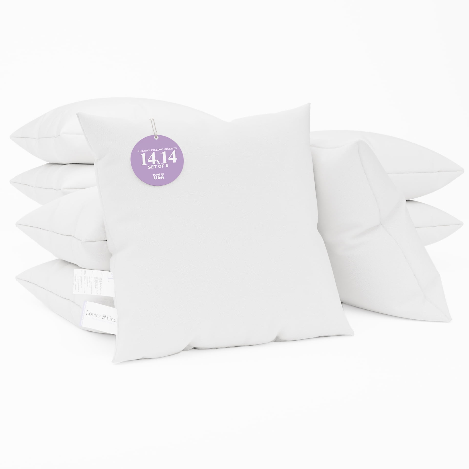 Throw Pillow Inserts 14x14 inch Pack of 8 Pillow Stuffing with Hypoallergenic Cushion Insert Made in USA Throw Pillow Insert by Looms and Linens Walmart