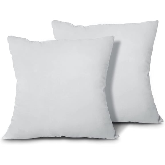 Throw Pillow Inserts, Set of 2 Lightweight Down Alternative Polyester Pillow, Couch Cushion, Sham Stuffer, Machine Washable. (Grey, 16x16)