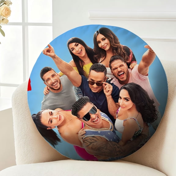 Throw Pillow Jersey Shore Plush Decor Gift Decorative Fluffy Stuffy Round Birthday 13.8in
