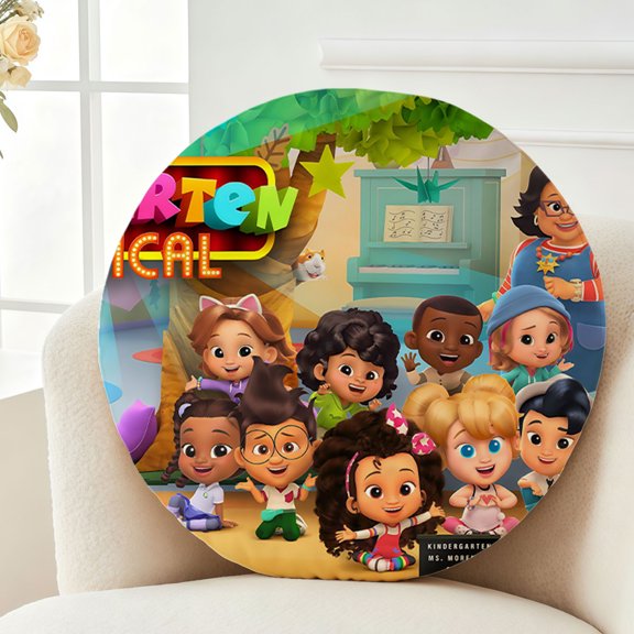 Throw Pillow Kindergarten The Musical Plush Decor Gift Decorative Fluffy Stuffy Round Birthday 13.8in
