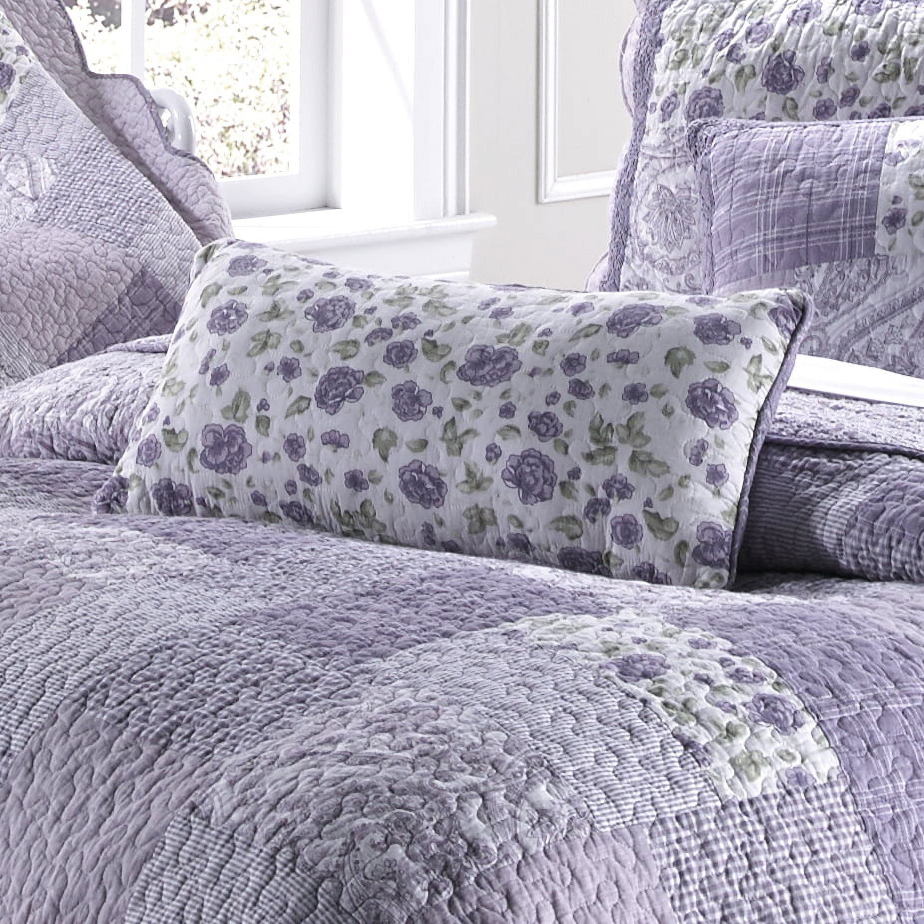 Lavender Rose Rectangular Cotton Decorative Throw Pillow