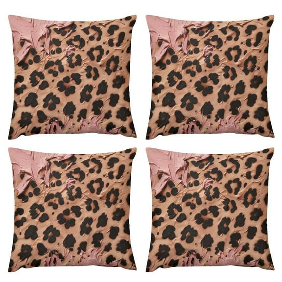 Throw Pillow Leopard Print 18 "x18 " (4 Pieces Set) Pillow Cases Home Car Decorative Trees And Birds