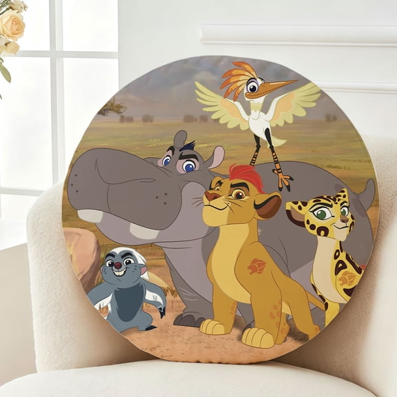 Throw Pillow Lion Guard Plush Decor Gift Decorative Fluffy Stuffy Round Birthday 13.8in