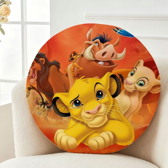 Throw Pillow Lion Plush King Plush Decor Gift Decorative Fluffy Stuffy Round Birthday 13.8in