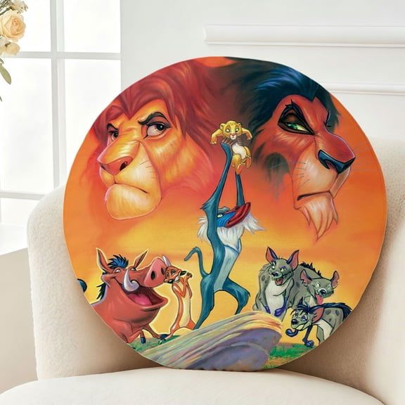 Throw Pillow Lion Plush King Plush Decor Gift Decorative Fluffy Stuffy Round Birthday 13.8in
