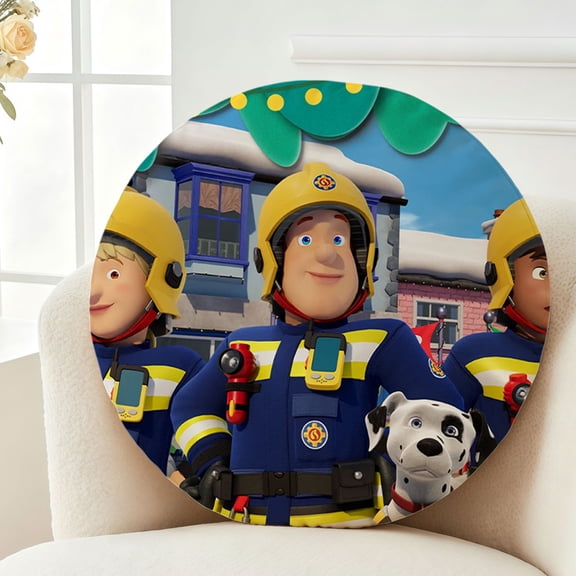 Throw Pillow Manana Sera Bonito Plush Fire Plush Sam Plush Decor Gift Decorative Fluffy Stuffy Round Birthday 13.8in